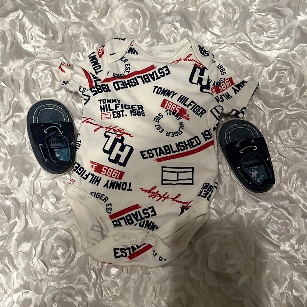 0-3 Month baby boy Tommy Hilfiger short body suit New with no tag.